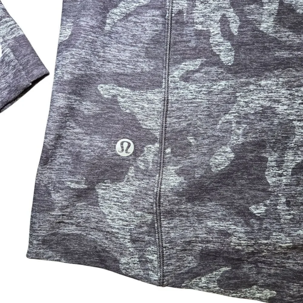 Lululemon Warm Stabilizer 1/2 Zip Hoodie Incognito Camo HTR Black Size 6 - Picture 12 of 14